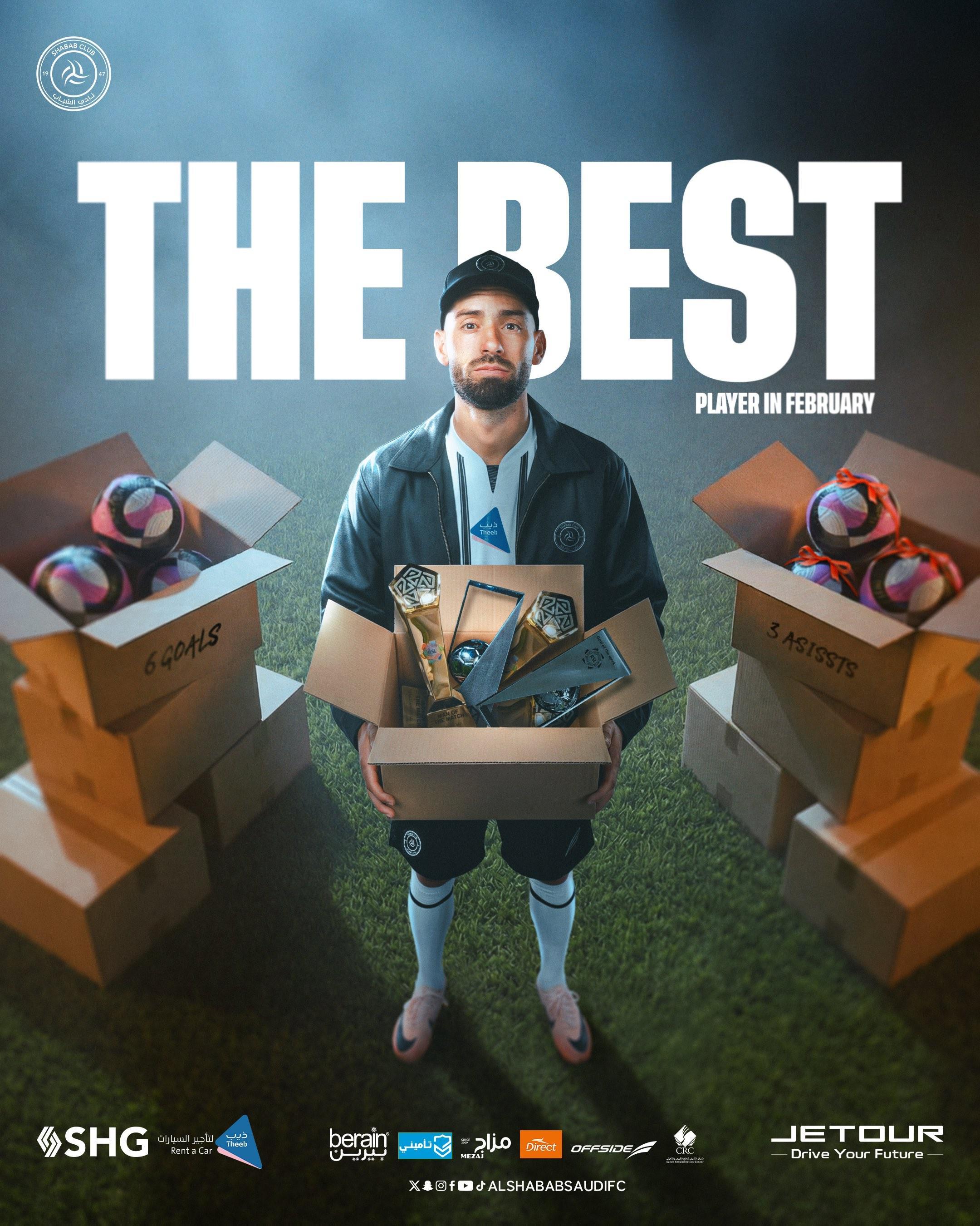 线上娱乐-6场贡献6球3助攻，卡拉斯科当选沙特联二月最佳球员